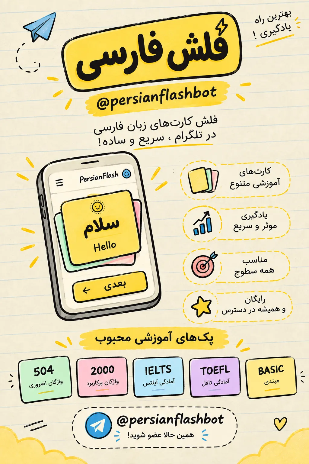 فلش فارسی؛ فلشکارتی که حس دفترچه میدهد